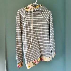 LAST CHANCE Ampersand Ave Floral and Stripe Sweatshirt